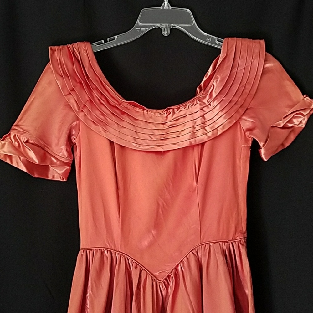 Vintage 1940s Copper Satin Ball Gown As Is Small